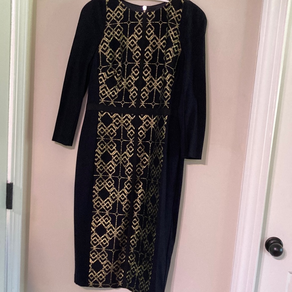 Ted Baker black and gold long sleeve body on dress size 3